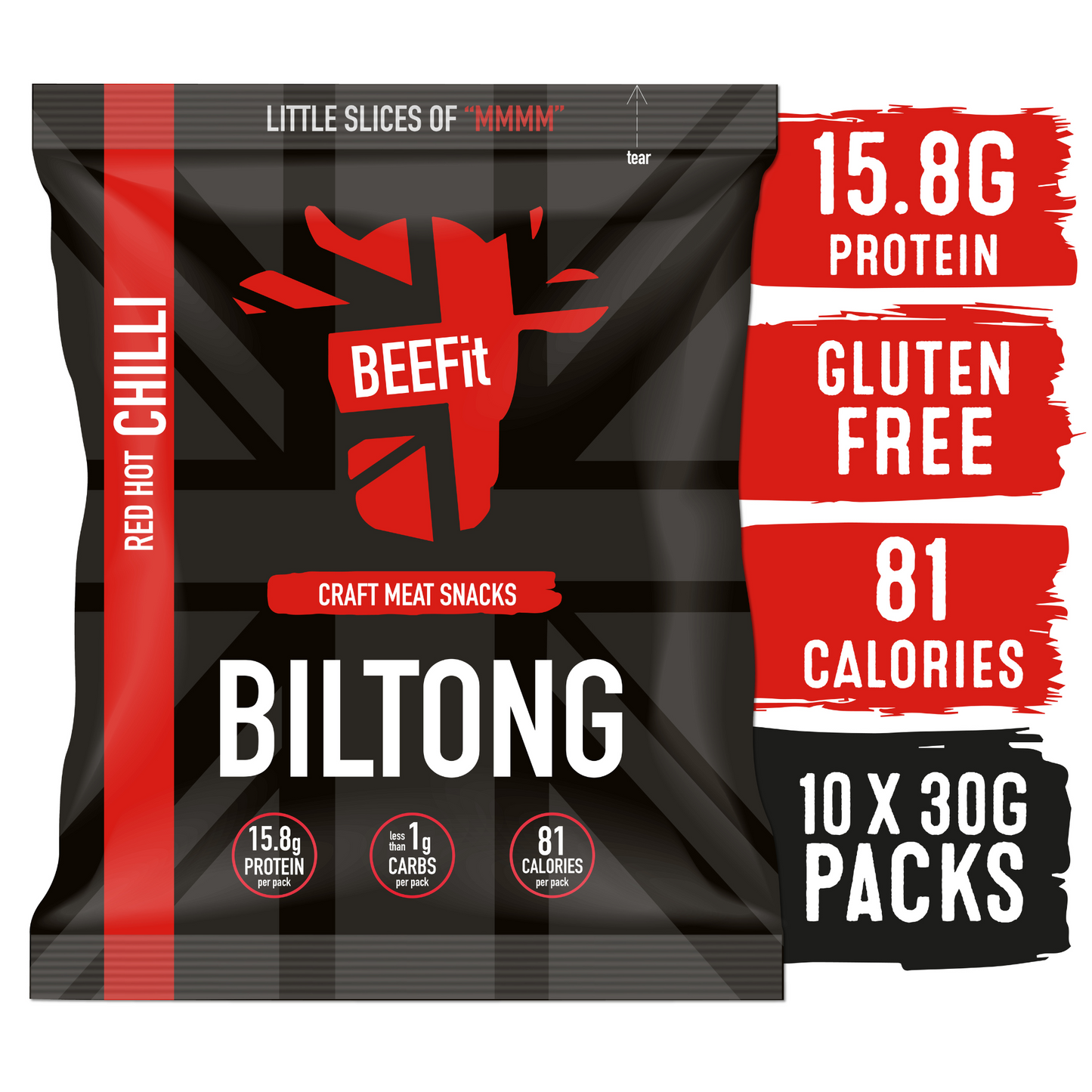 Red Hot Chilli Biltong 10 x 30g packs