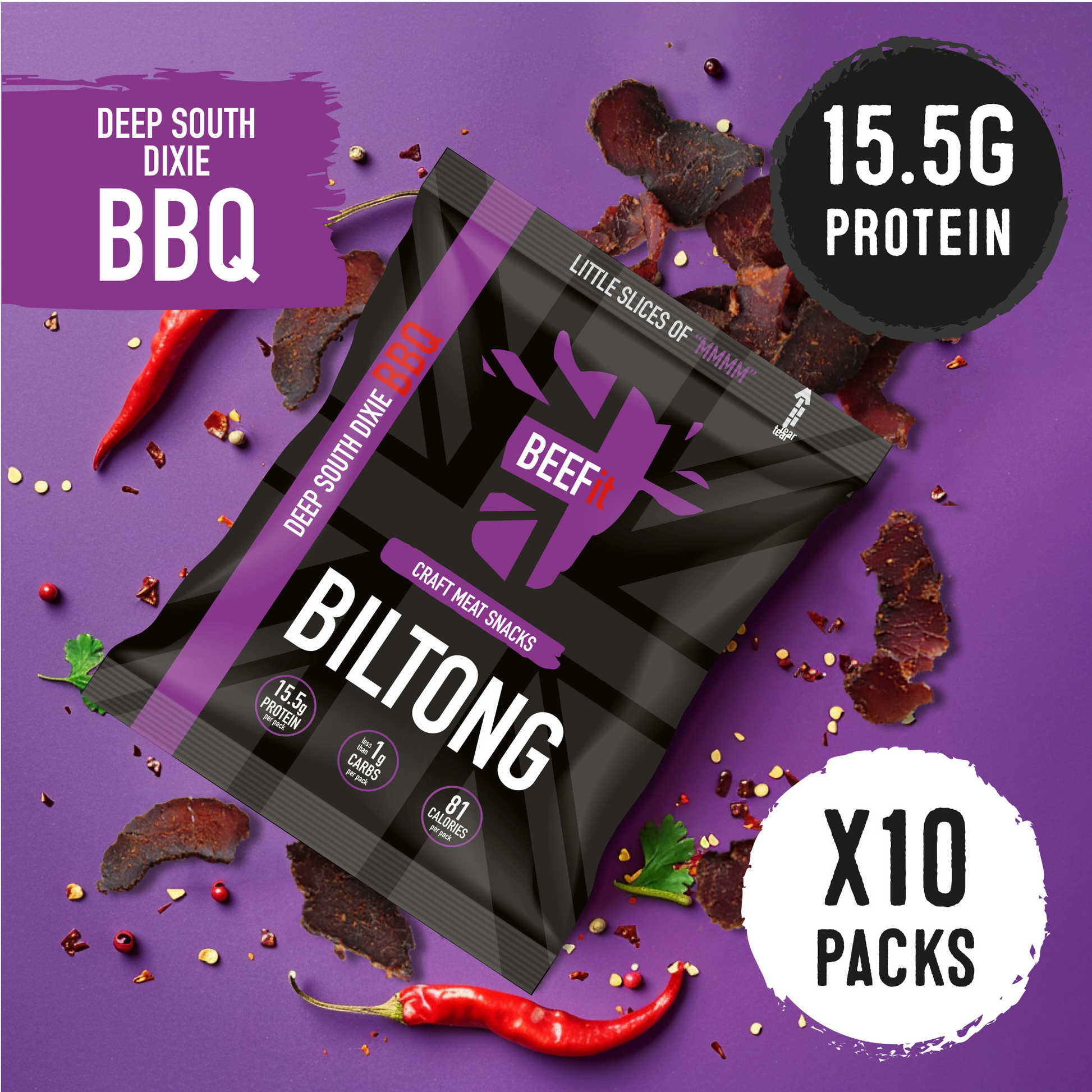 Deep South Dixie BBQ Biltong 10 x 30g packs