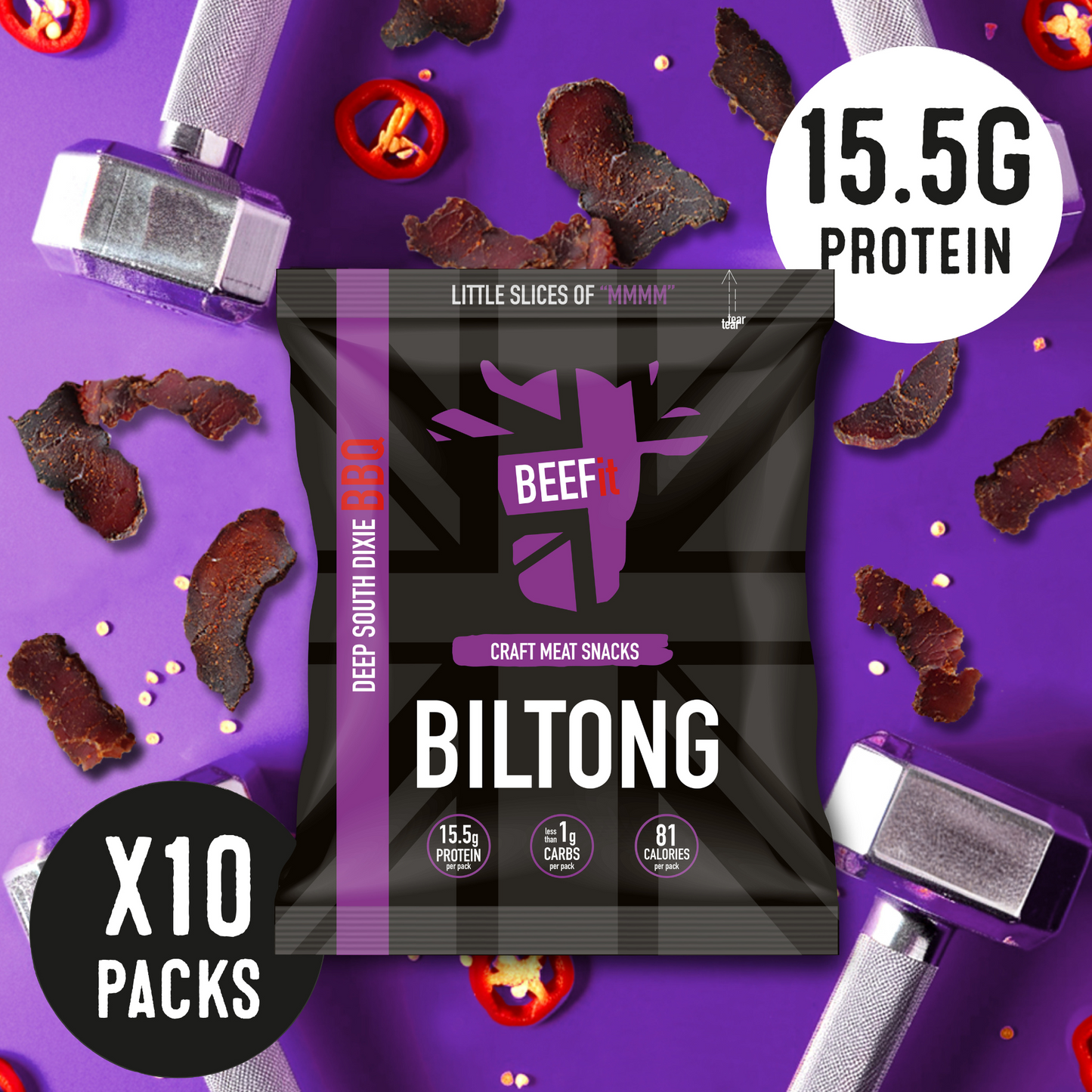 Deep South Dixie BBQ Biltong 10 x 30g packs