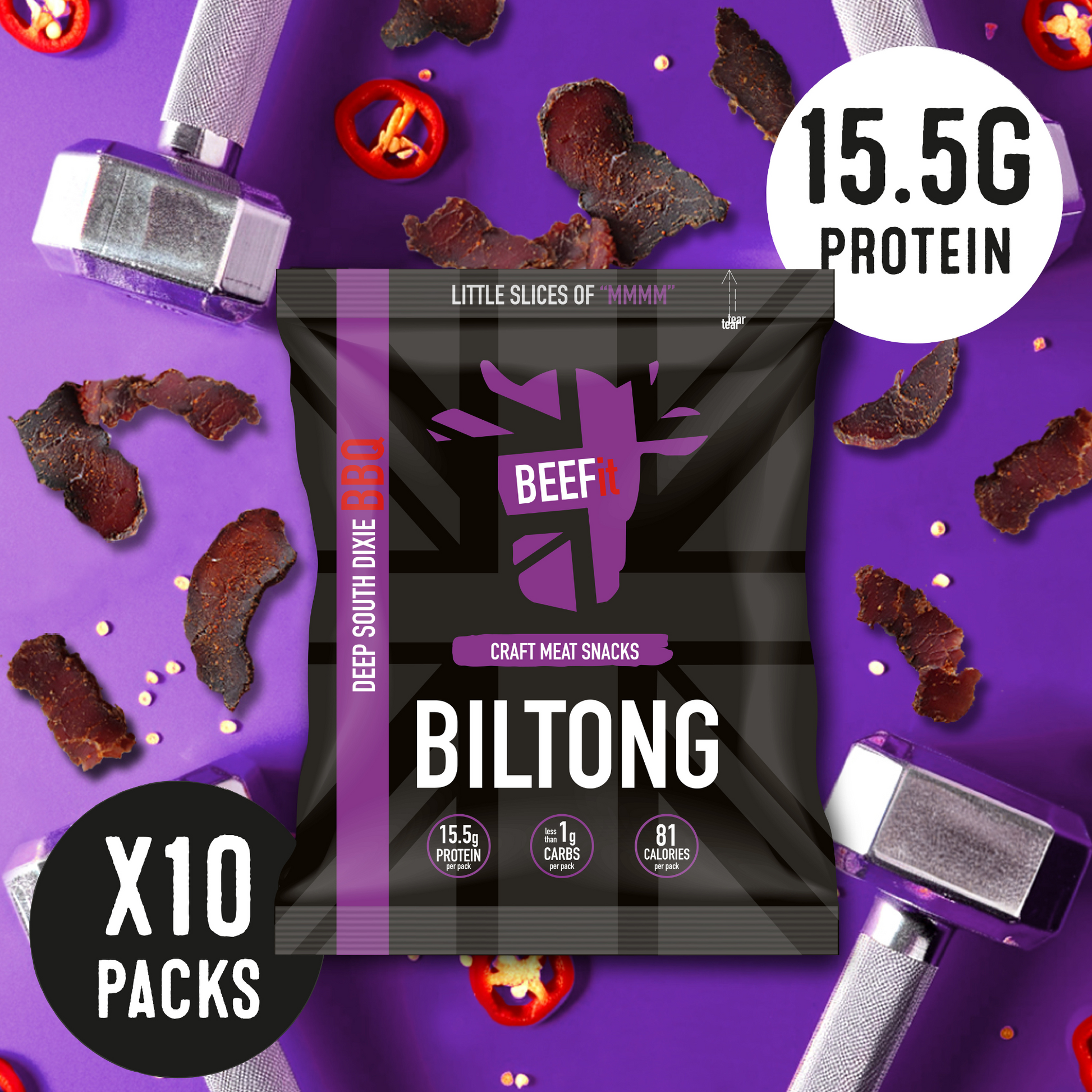 Deep South Dixie BBQ Biltong 10 x 30g packs